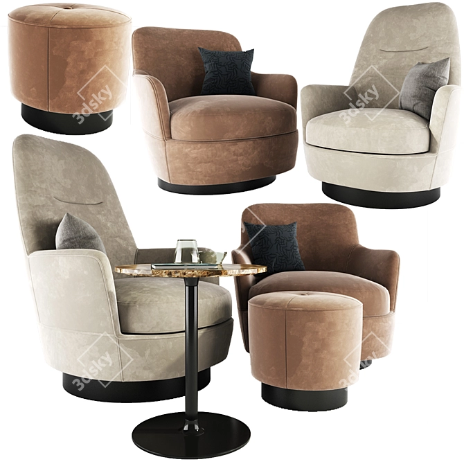 Modern Minotti Armchair Set - Elegant Design & Complete Accessories 3D model image 1