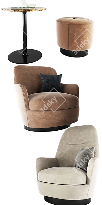 Modern Minotti Armchair Set - Elegant Design & Complete Accessories 3D model image 2