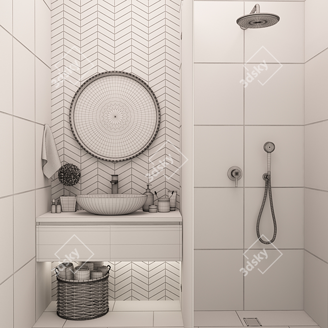 Modern Bathroom Vanity Set 3D model image 3