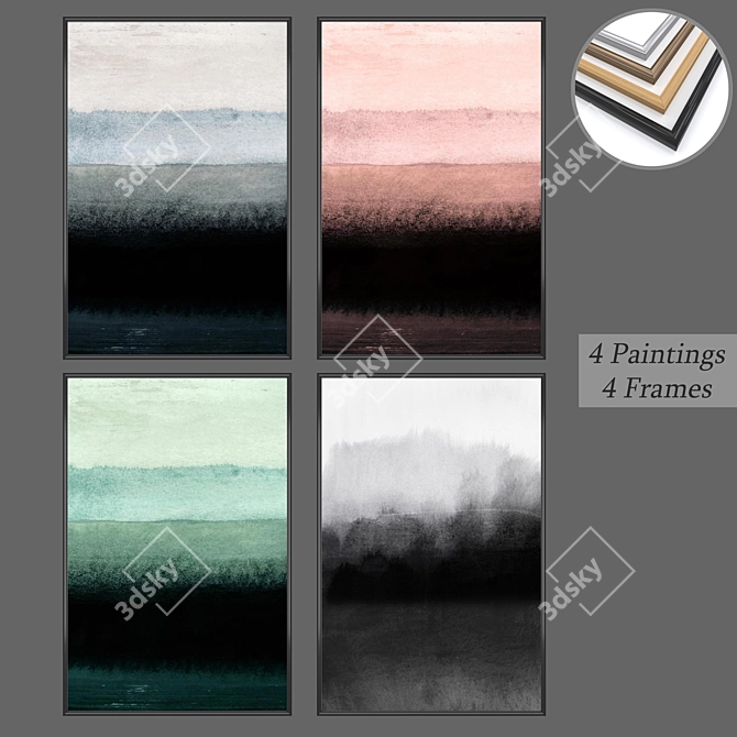 Versatile Set of Wall Paintings 3D model image 1