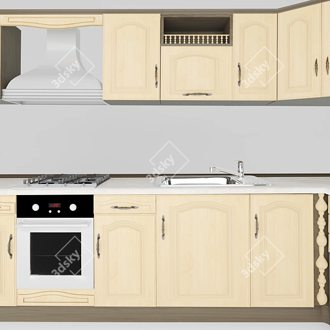 Transformable Corner Modular Kitchen 3D model image 3