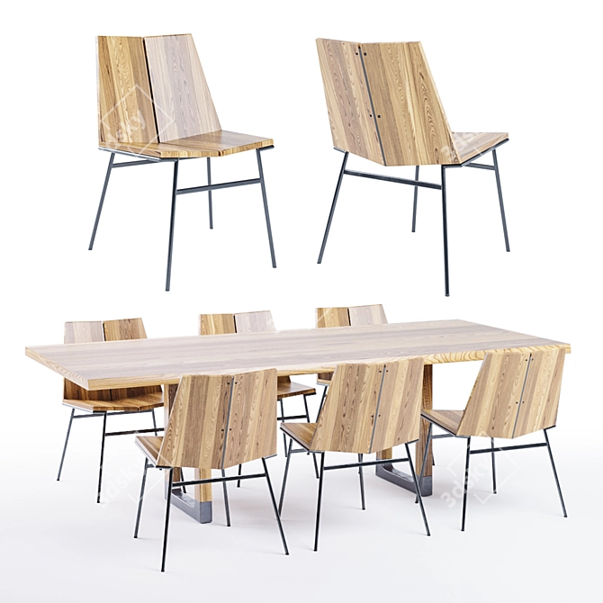 Elegant Sabine Chair & Astrid Table 3D model image 1