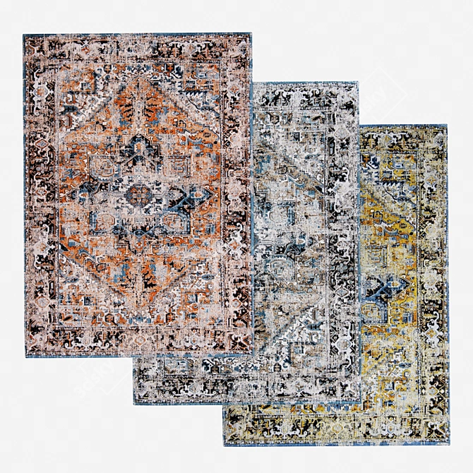 Antiquarian Antique Heriz Collection: Vintage-inspired Louis de Poortere Carpets 3D model image 2