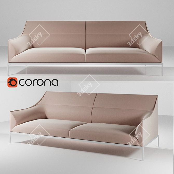 Enne Curve: Stylish and Comfortable Sofa 3D model image 1