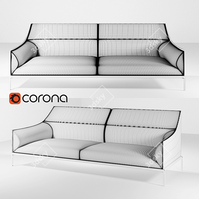 Enne Curve: Stylish and Comfortable Sofa 3D model image 2