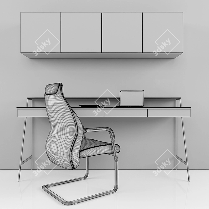 Modern Study Desk - Sleek Design! 3D model image 2