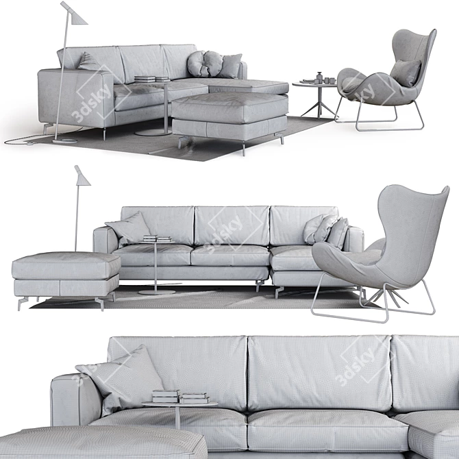 Sleek and Stylish Sofa: SQUARE by Calligaris 3D model image 3