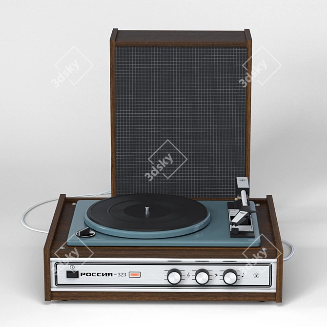 Title: Vintage Russian 323: Detailed and Repaired Turntable 3D model image 1