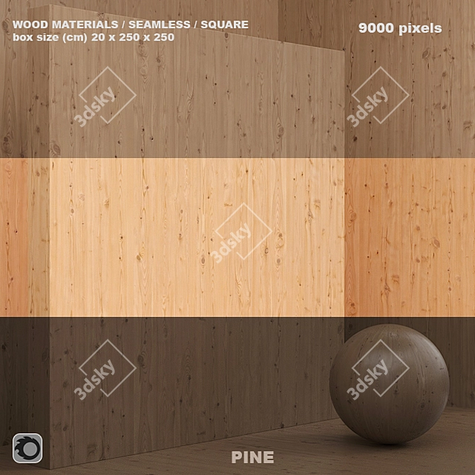 Seamless Pine Wood Box Set 3D model image 1