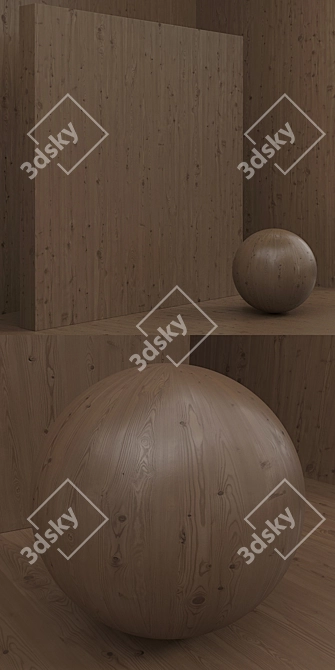 Seamless Pine Wood Box Set 3D model image 3