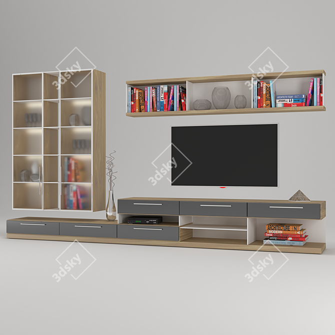 Modern TV Wall Unit 3D model image 1