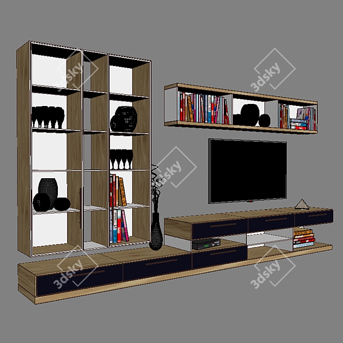 Modern TV Wall Unit 3D model image 3