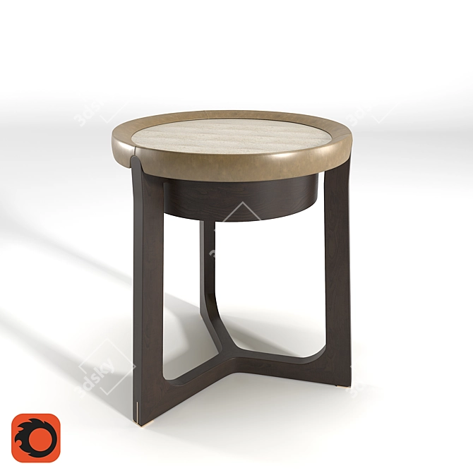 Modern Edge Leather Side Table 3D model image 1