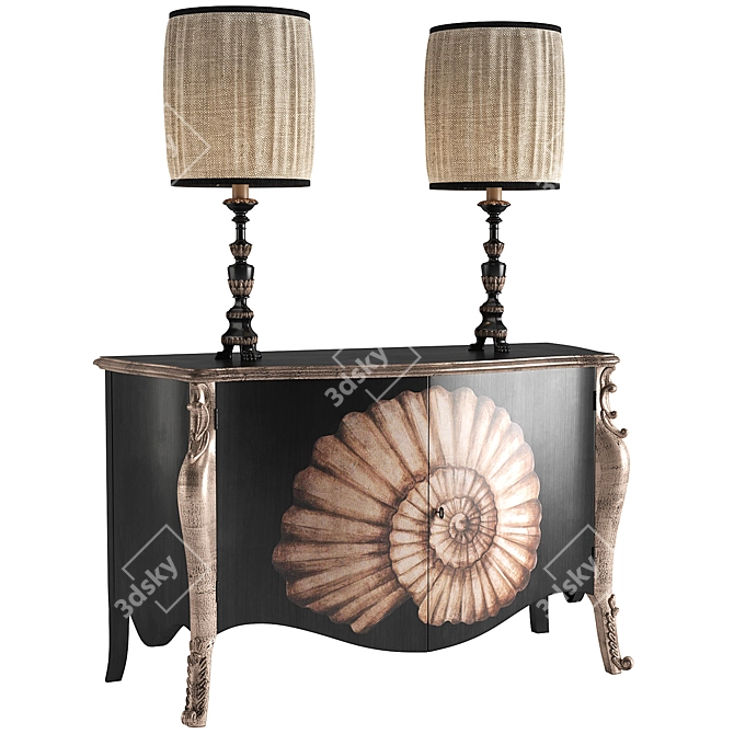 Vittorio Grifoni Art.2063: Comod + Lamp Set 3D model image 1