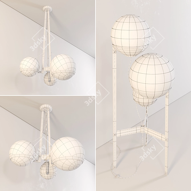 Arketipo Bubble Bobble Floor & Pendant Lamp 3D model image 3