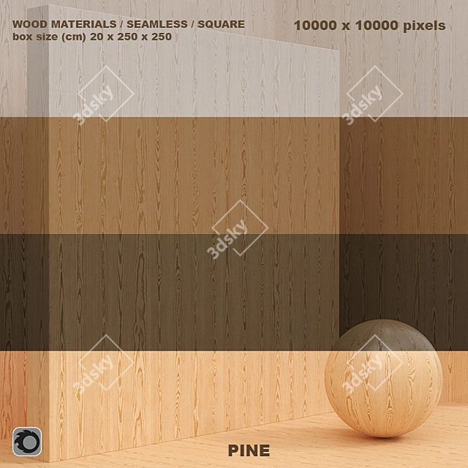 Seamless Wood/Pine Material Box Set 3D model image 1