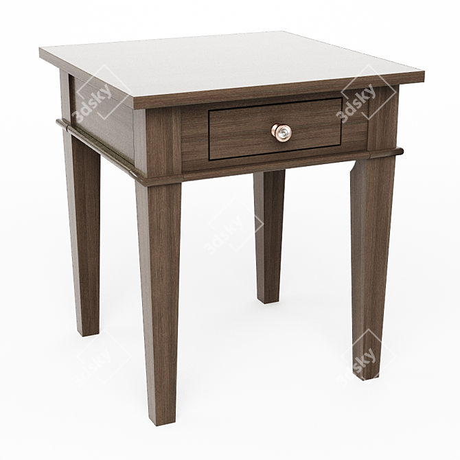 Rustic Gray End Table with Storage 3D model image 1