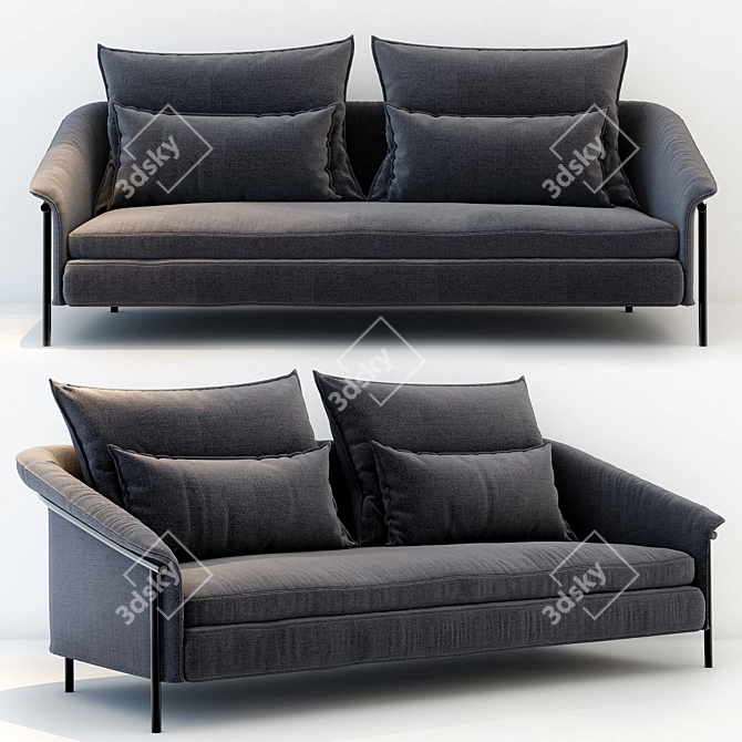 Modern Seashell Chic Sofa 3D model image 1