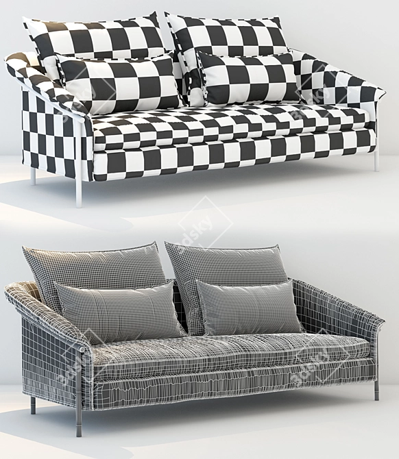 Modern Seashell Chic Sofa 3D model image 3