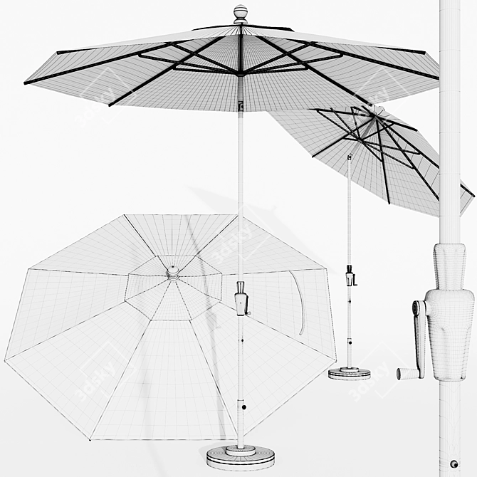 Premium Tilt Black Frame Patio Umbrellas 3D model image 3