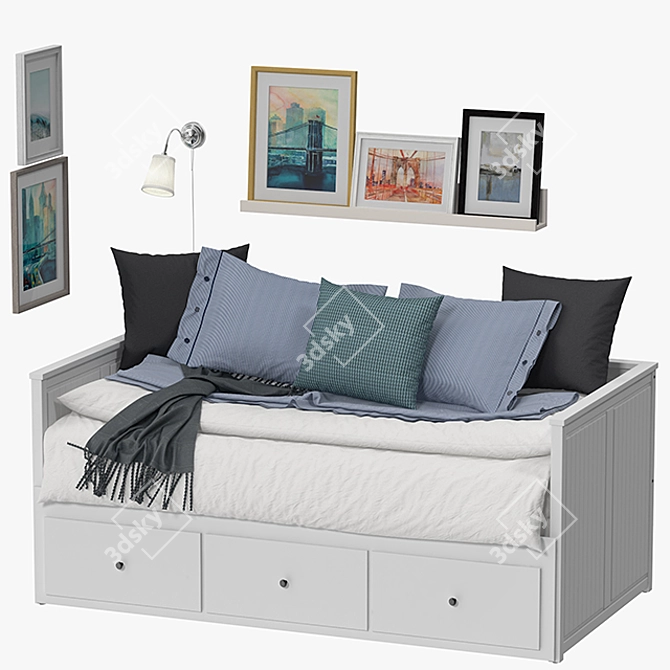 Elegant Hemnes Bed: Stylish and Versatile 3D model image 1