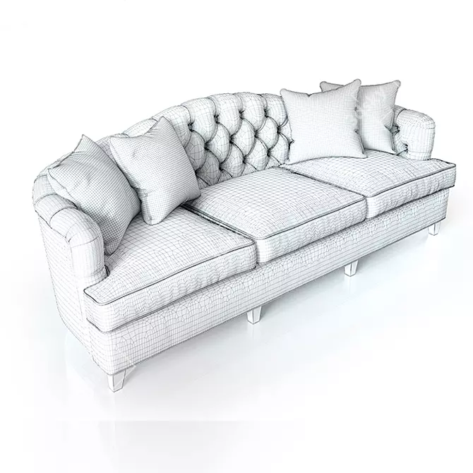 Victoria Textile Sofa with Solid Wood Frame 3D model image 3