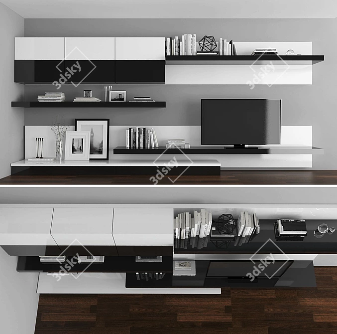 Modern TV Stand Set 028 3D model image 1