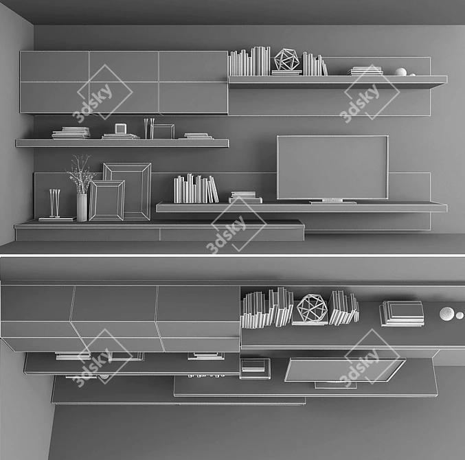 Modern TV Stand Set 028 3D model image 3