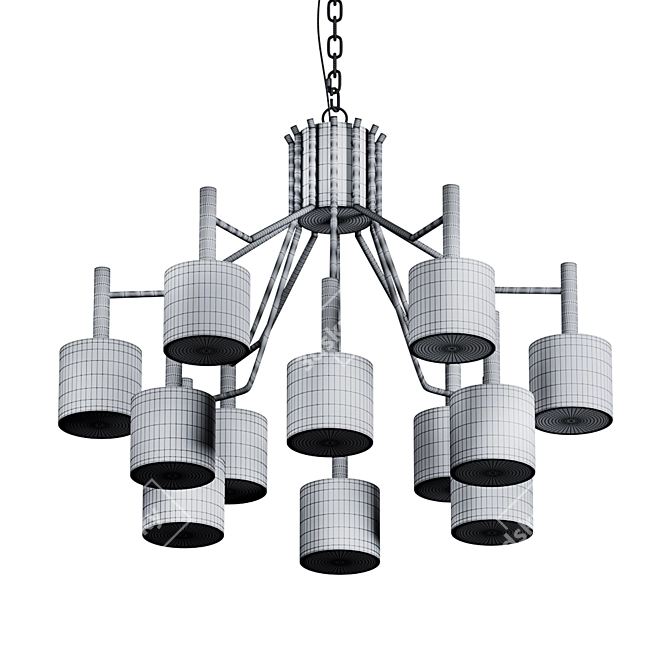 Elegant Matte Black Corna Chandelier 3D model image 2