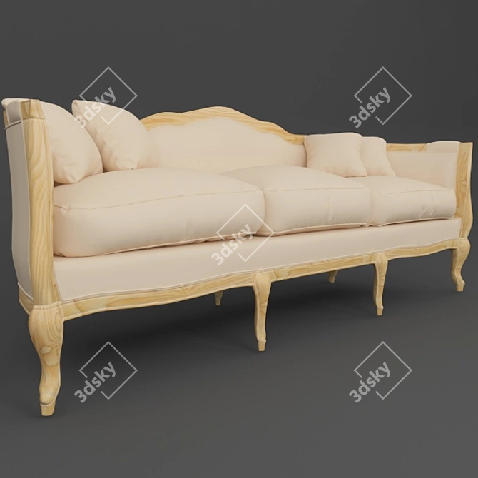 Modern Velvet Sofa 3D model image 1