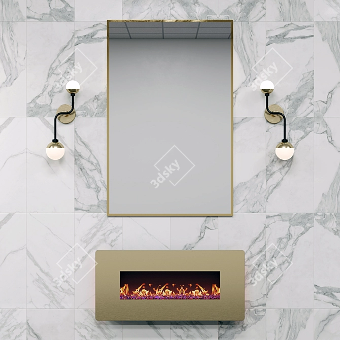 3D Flames Electric Fireplace & Wall Sconce Combo 3D model image 2