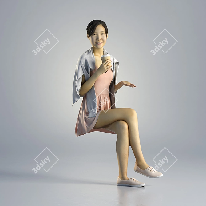 Jess Casual Sitting 3D Model Kit 3D model image 1