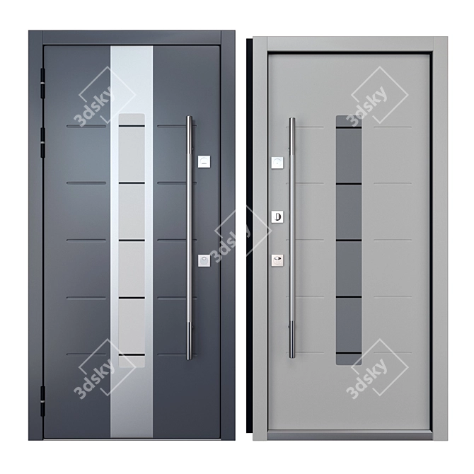 Stylish Inox Steel Entrance Door 3D model image 3