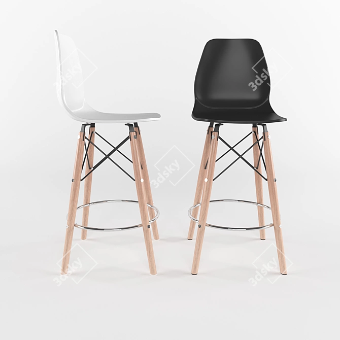 Eames Bar Stool: Sleek Design, Ultimate Comfort 3D model image 2