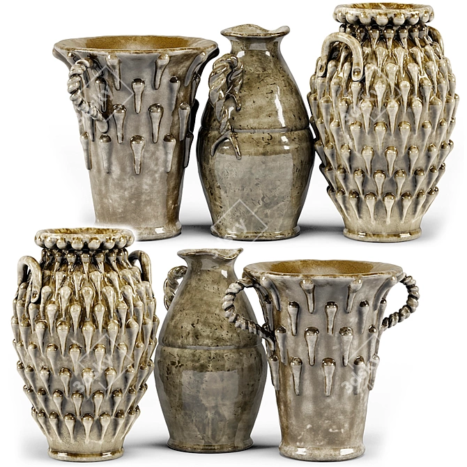 French Country Vase Set 3D model image 1
