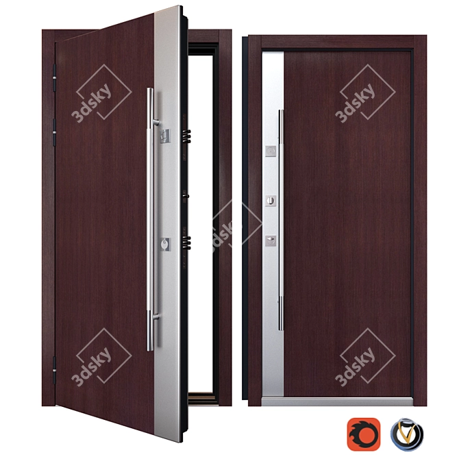 Stainless Steel Entrance Door: Inox S-3 3D model image 1