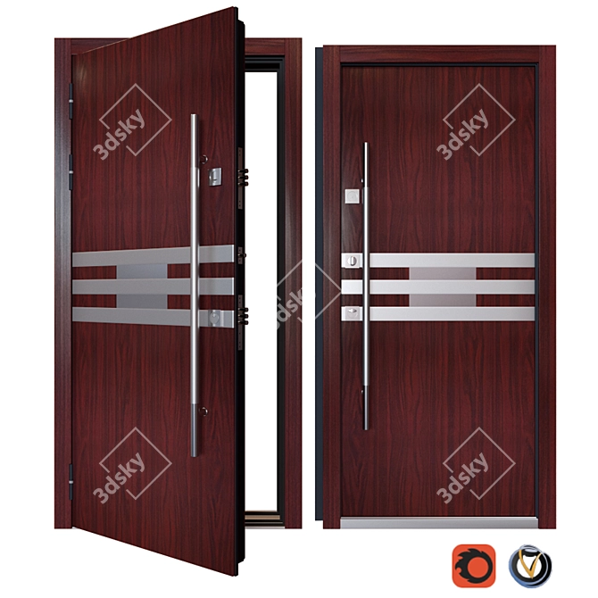 Sleek Inox S-4 Entrance Door 3D model image 1