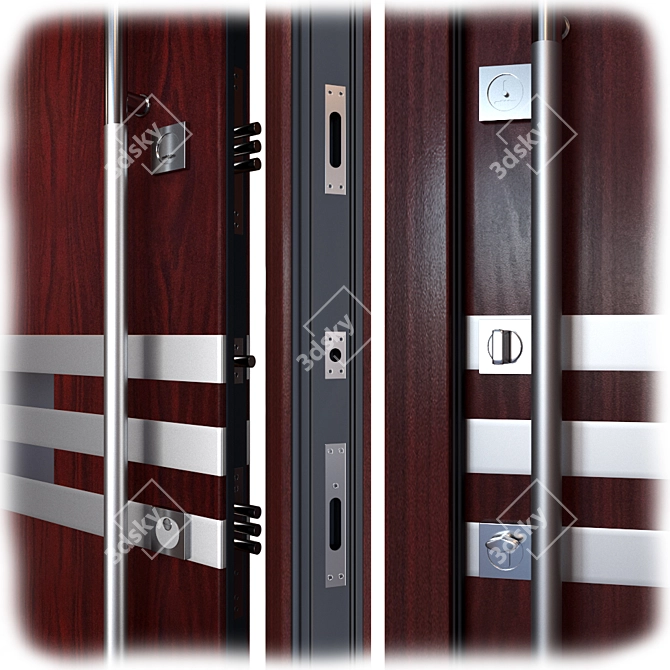 Sleek Inox S-4 Entrance Door 3D model image 2