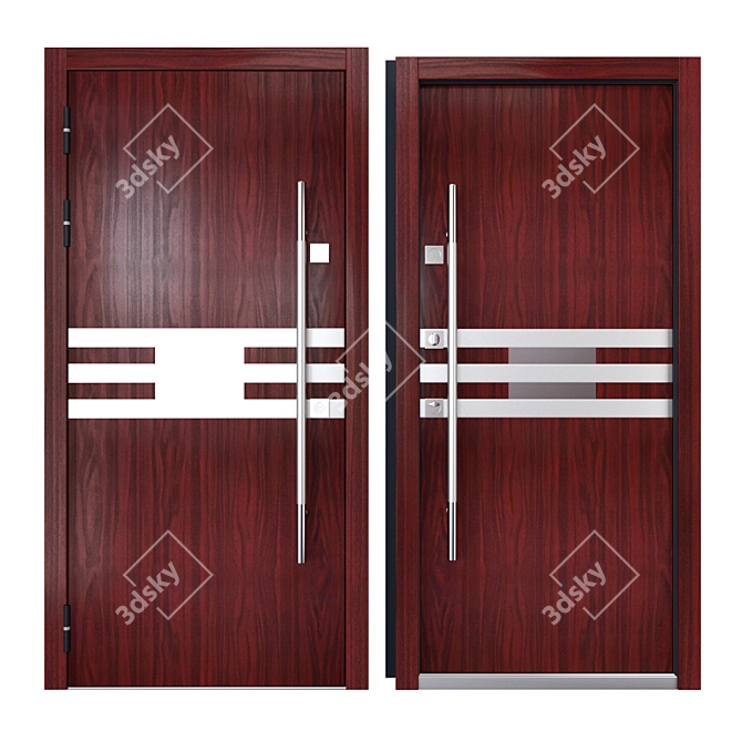 Sleek Inox S-4 Entrance Door 3D model image 3