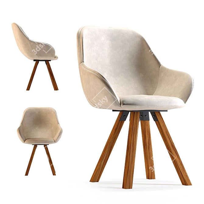 Nordic Style Swivel Armchair 3D model image 1