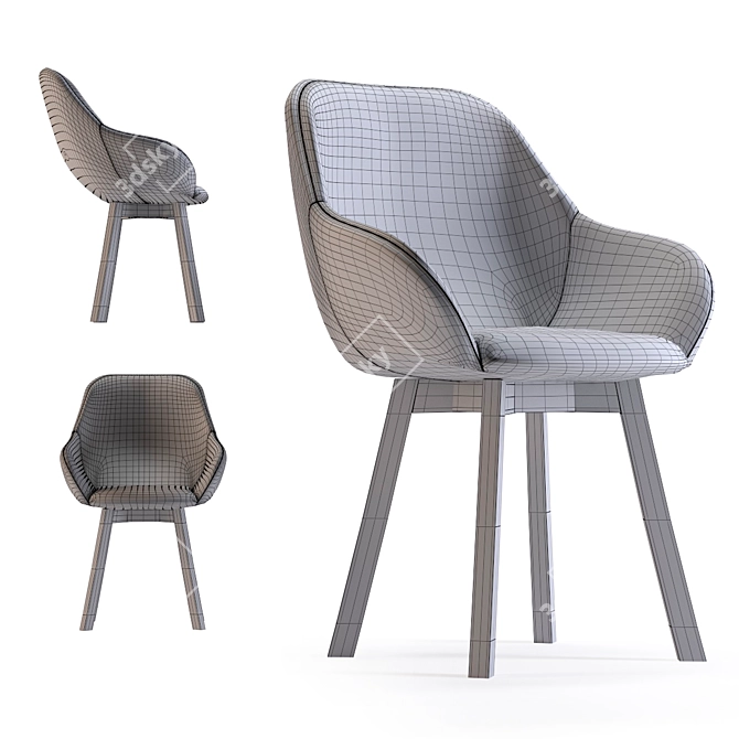 Nordic Style Swivel Armchair 3D model image 2