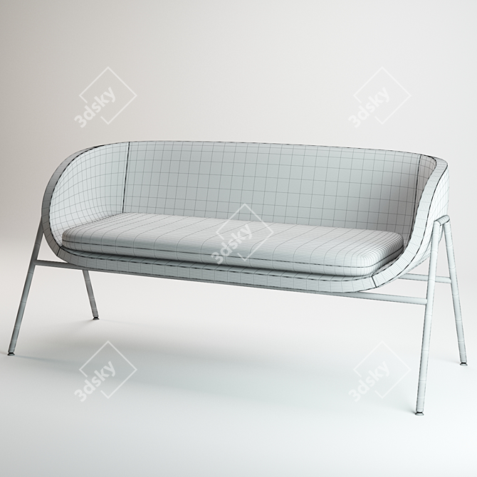 Sleek Steel Frame Gala Sofa 3D model image 3