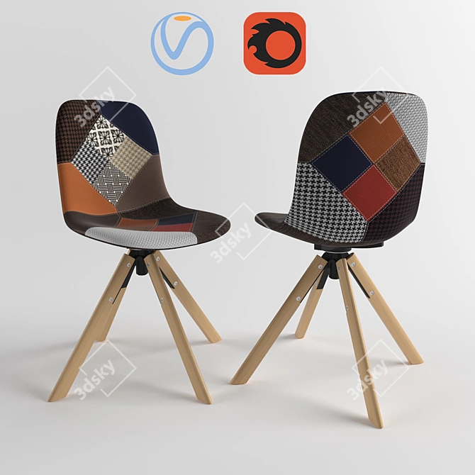 Patchwork Upholstered Chair 3D model image 1