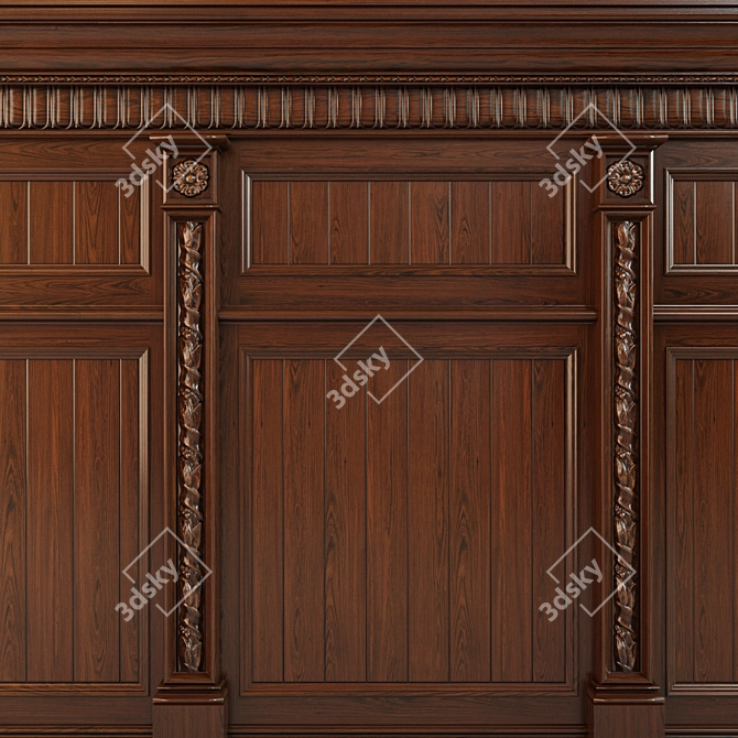 Classic Wood Panel Set 3D model image 2