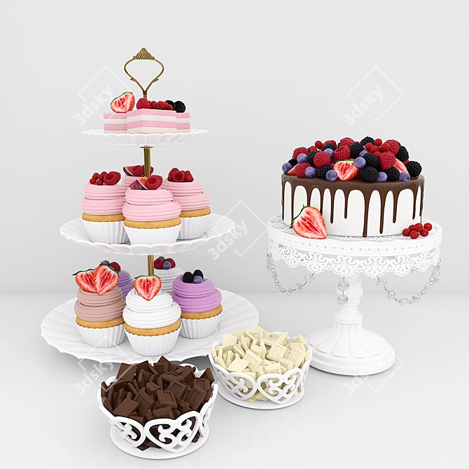  Delectable Berry Dessert 3D model image 1