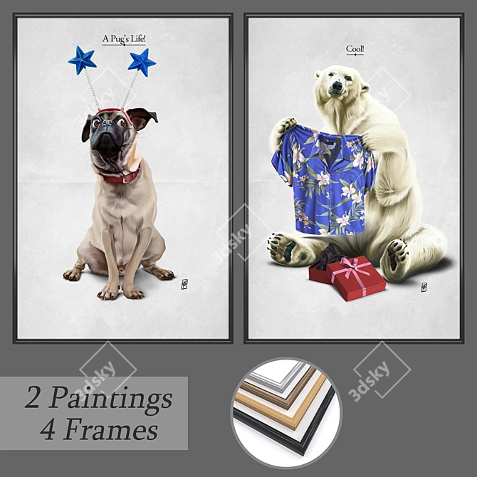 Elegant Wall Art Set: No.605 3D model image 1