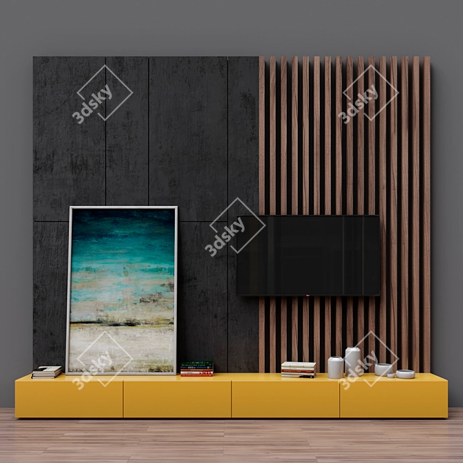 Sleek Modern TV Console 3D model image 1