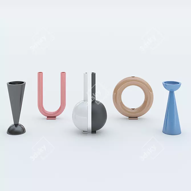 Handcrafted Barcelona Vase Set 3D model image 2