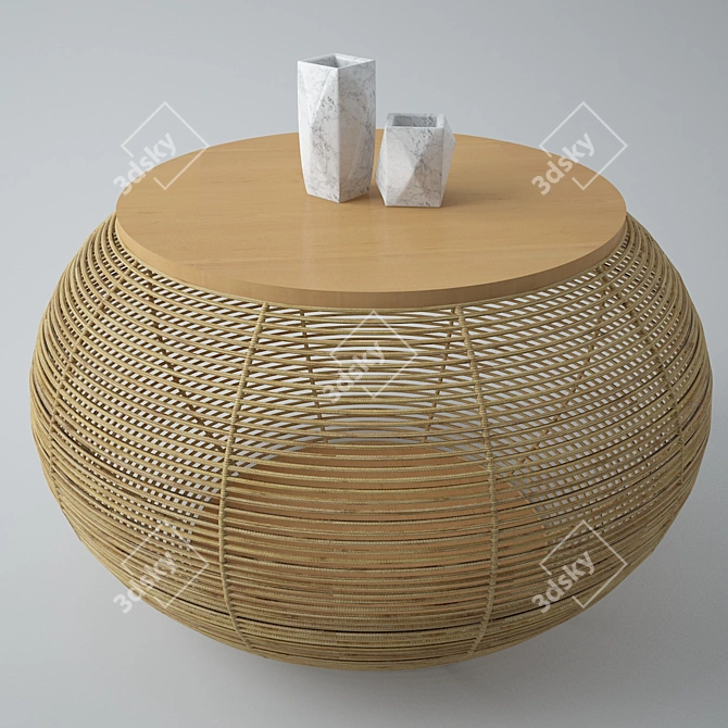 Luxe Wood Coffee Table 3D model image 1