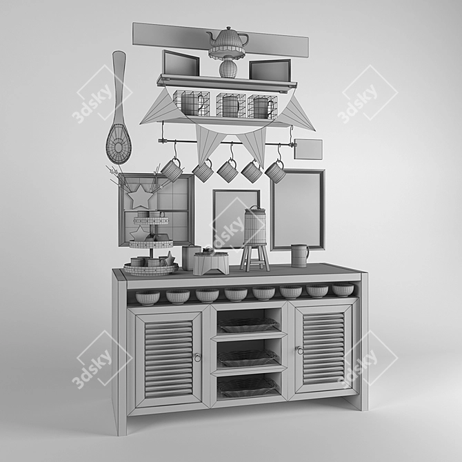 Café Chic: Russian-Inspired Decor 3D model image 2